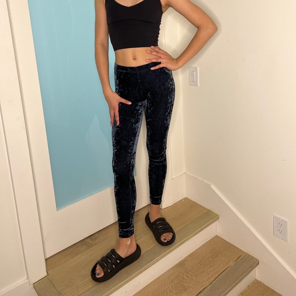 MeMoi Blue Velvet Leggings